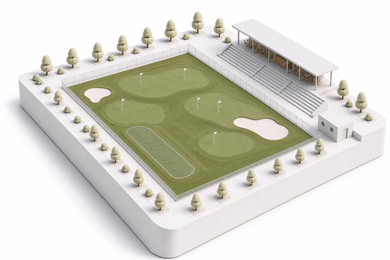 Maquette 3D d'un espace golf