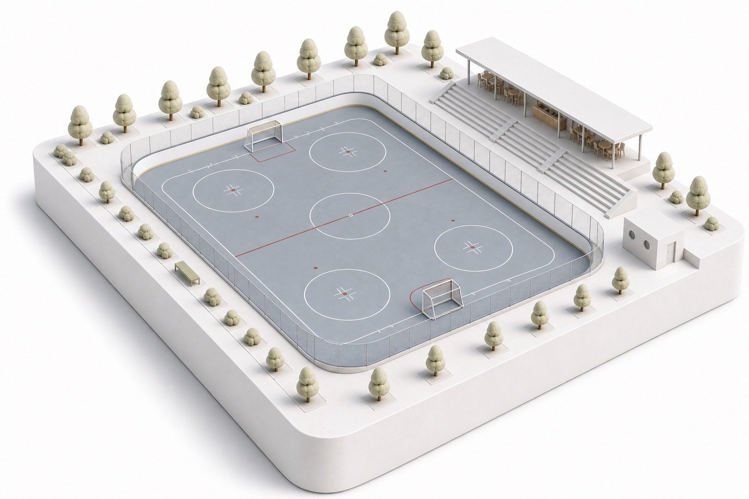 Maquette 3D d'un espace skater inline et hockey