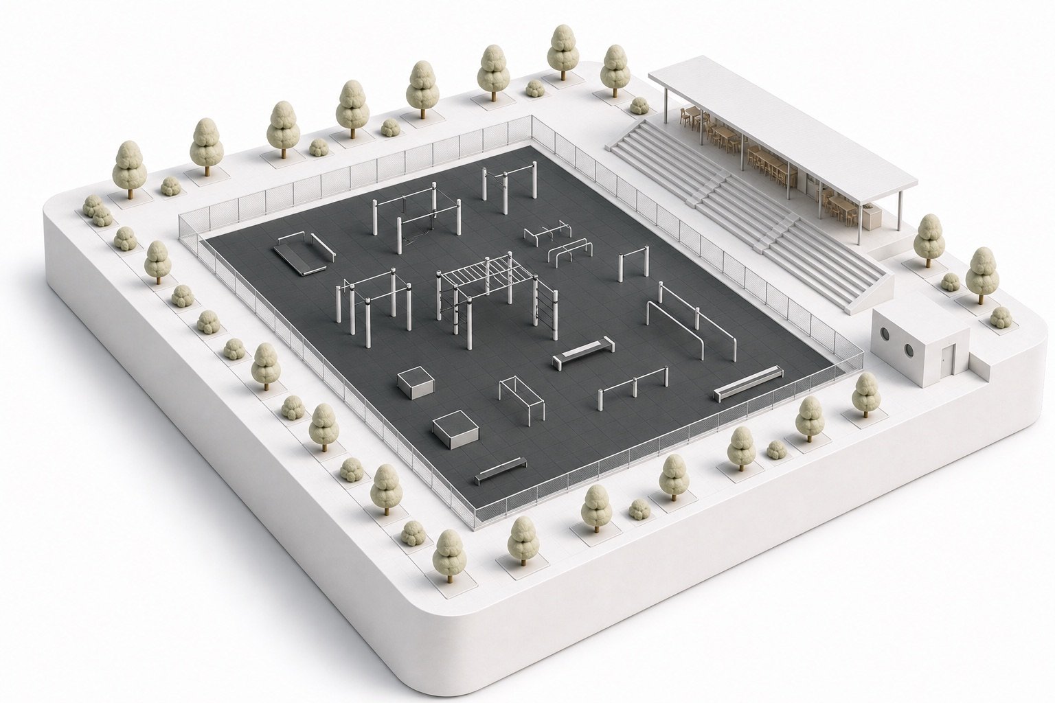 Maquette 3D d'un espace street workout