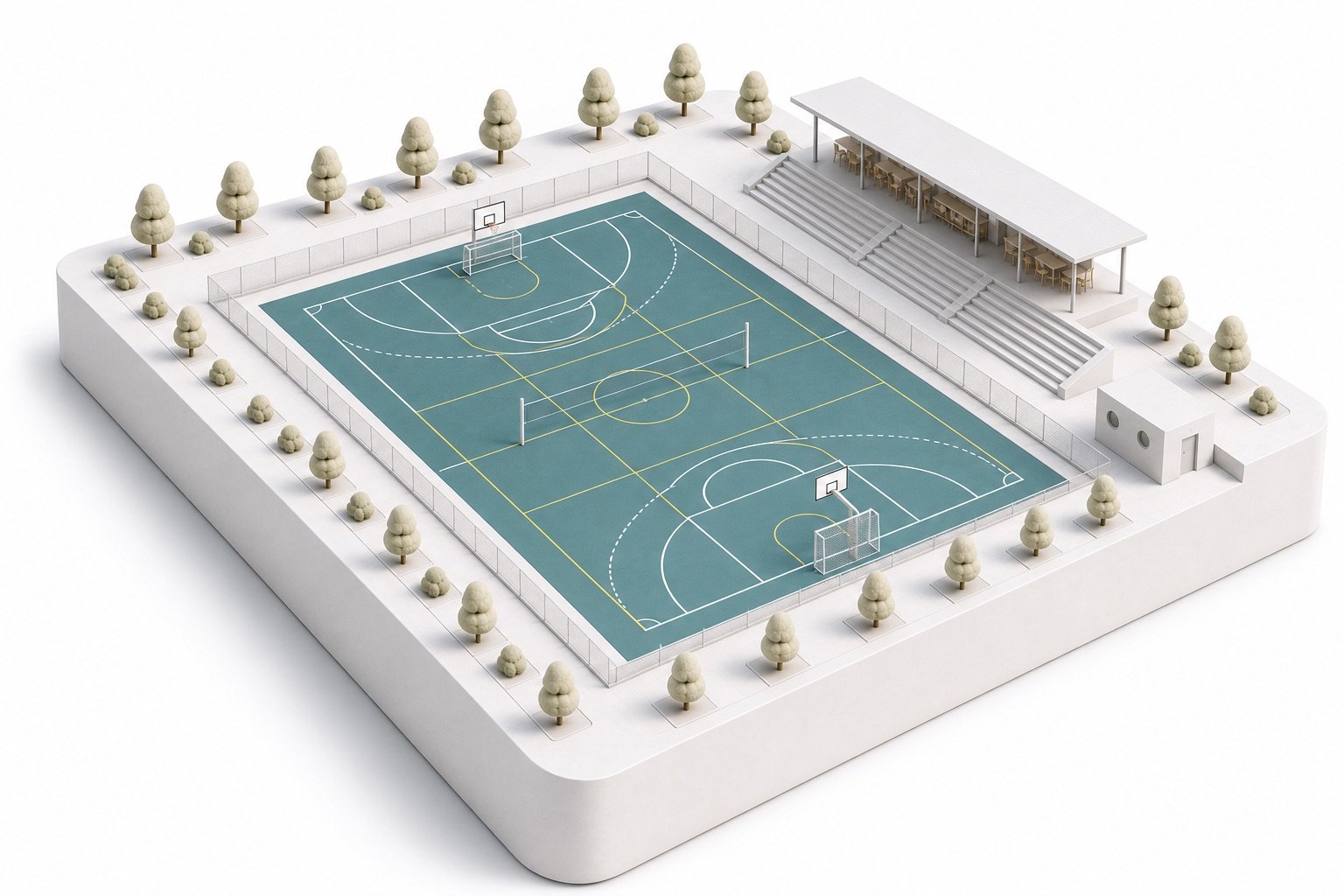 Maquette 3D d'un terrain multisports