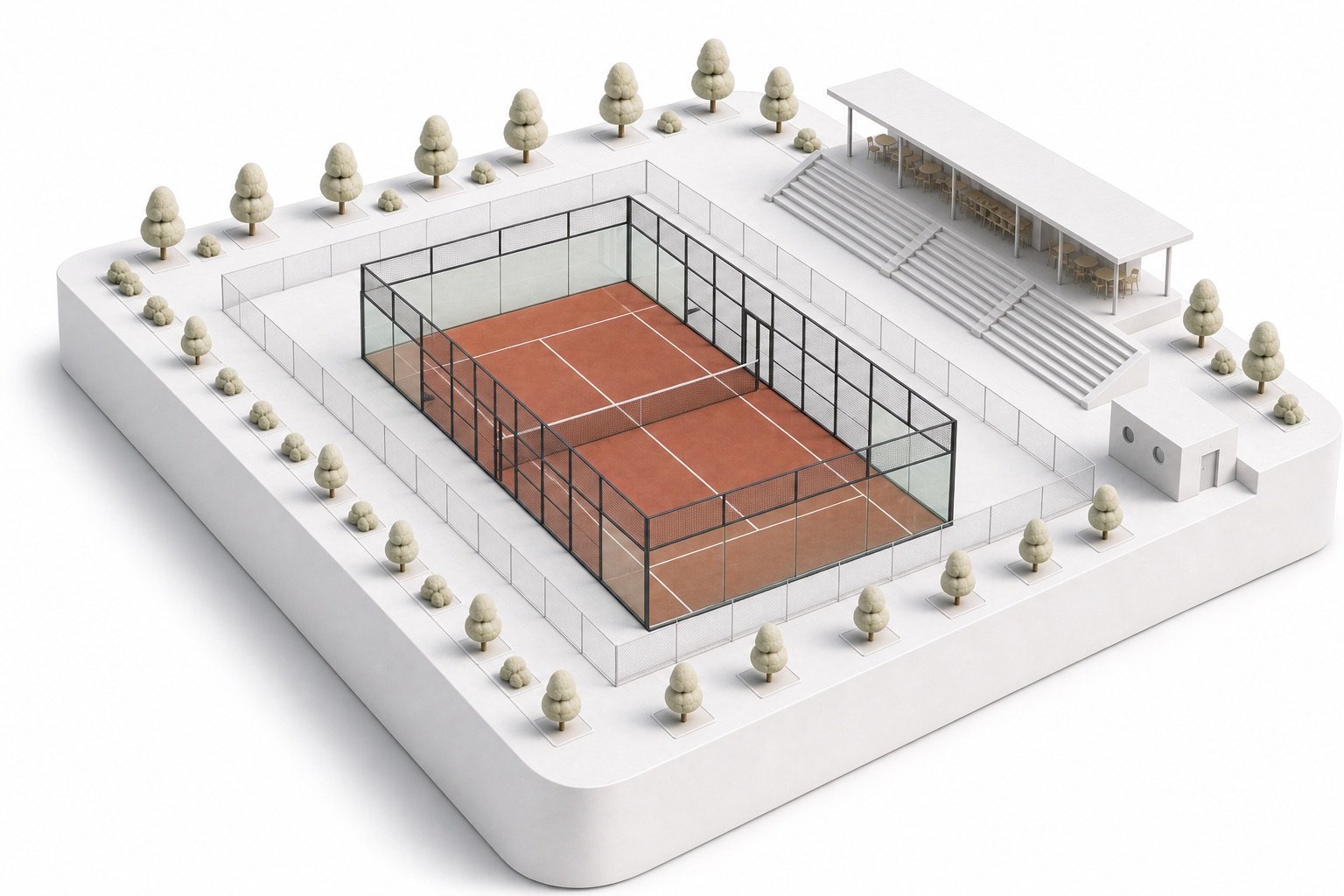 Maquette 3D d'un terrain de padel